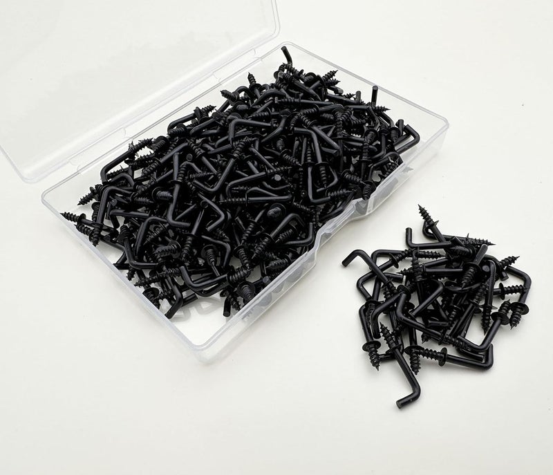ANDILIKE 300 PCS 1/2 Inch Screw in Hooks, Mini 7 Shaped Right Angle Screw Hanger,Black L Shaped Hook, Perfect for Lamp,Plants,Decorations,kitchenware and DIY Crafts - Image 4